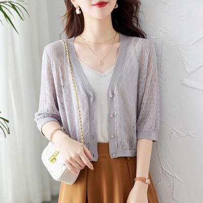 Women's Short Silk Blend Knit Cardigan