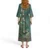 Women's Fashionable Printed Round Neck Seven Quarter Sleeve Loose Dress