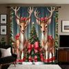 Christmas cartoon reindeer print curtains   Christmas decorations   bedroom and living room   home decoration   room decoration