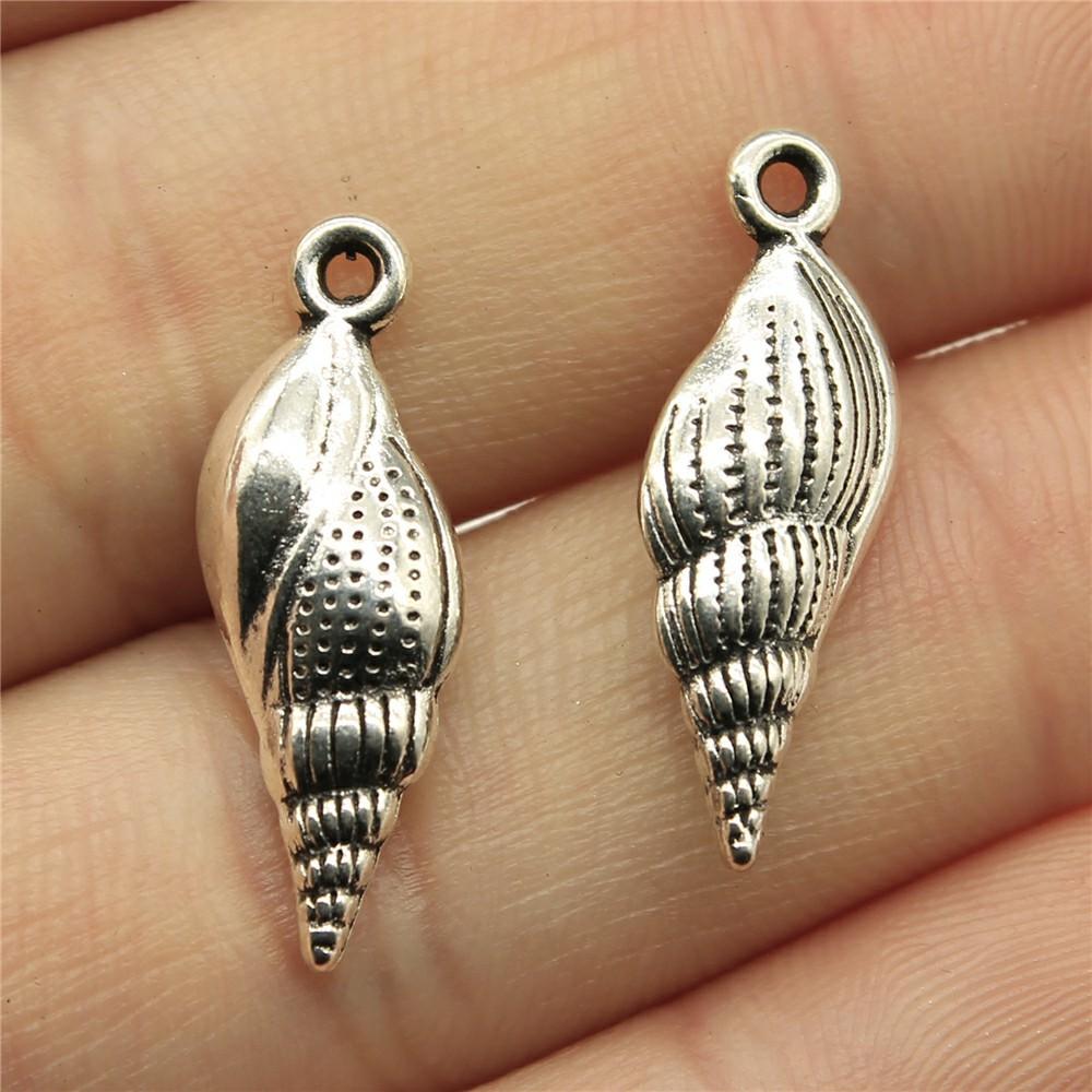 20pcs Shell Charms Antique Silver Color Sea Shell Pendant Charms Shell Charms For Jewelry Making DIY Craft