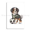 Bernese Mountain Dog Playing Soccer Metal Plaque Poster Painting Club Print Bar Bar Cave Tin Sign Poster