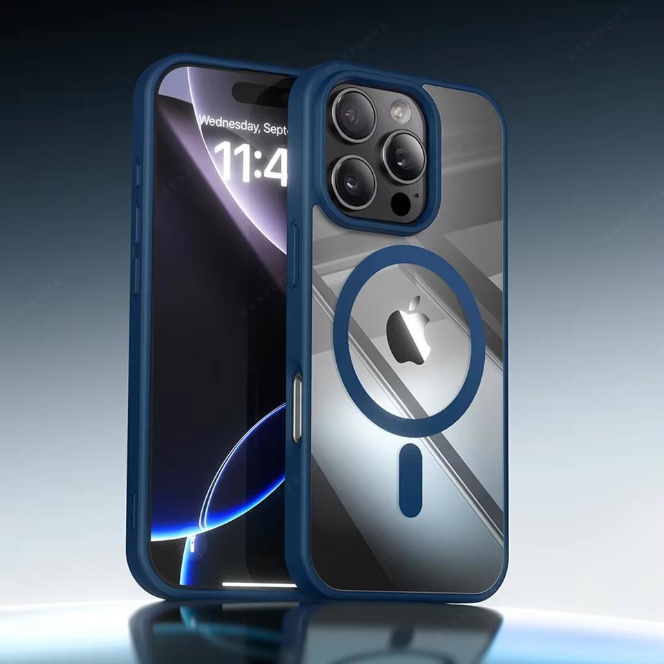 Magnetic Clear Phone Case for iPhone 16E 14 15 16 Plus 11 12 13 Pro Max X XR XS MAX 12 13 Mini Magsafe Charging Shockproof Cover
