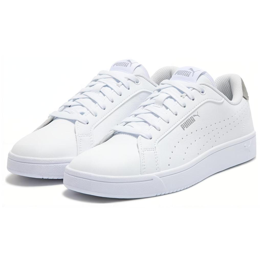 Puma Grounded Perf Simple Comfortable Shock Absorption Wear Resistant Low Top Sneakers Unisex Sneakers Silver White 398418-05