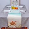 Summer Beach Seastar Shell Linen Table Runner Dresser Scarves Table Decor Farmhouse Kitchen Dining Table Runner Party Decor