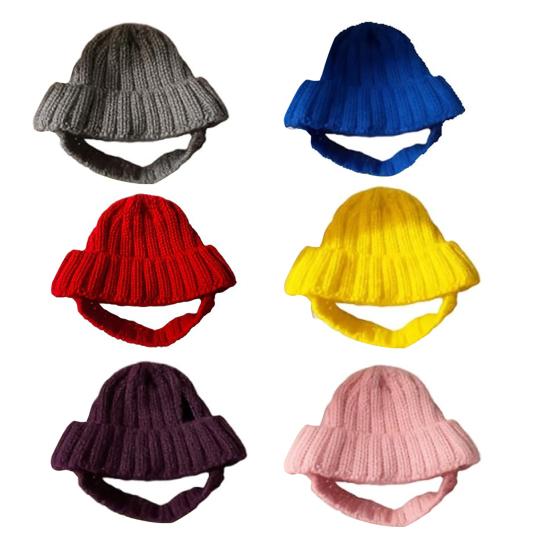 Knit Dog Hat with Ear Flaps Cozy Stretchy Pet Warm Winter Hat Cute Puppy Ear Warmer Headband for Cold Weather