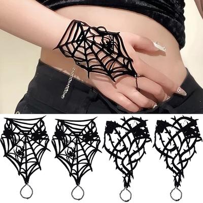 Fashion Gothic Bracelet Black Spike Adjustable Velvet Bracelets Y2K Cosplay Bracelet Accessories Dark Spider Web Punk Bracelets