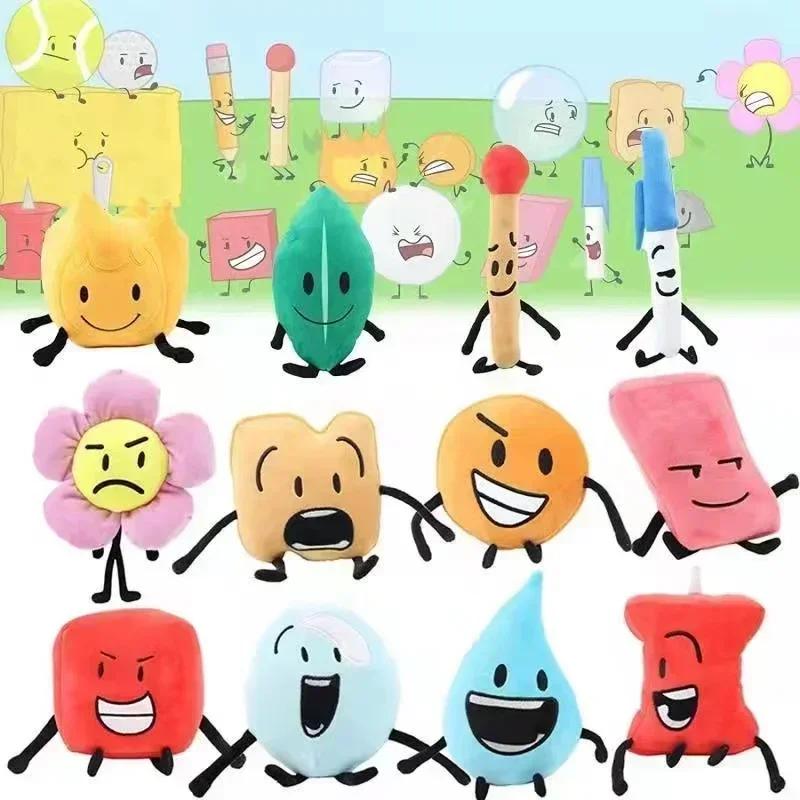 Battle for Dream Island Plysjleker BFDI Plysjdukker Anime Leaf Fire Flower Waterdrop Bubble Fylt Figur Barn Peluche Gaver