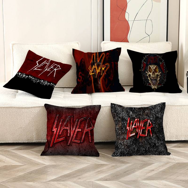 S-Slayer Heavy Metal Band Cushion Cover Polyester Sofa Cushions Decorative Throw Pillows Home Decoration Pillowcover