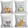 Nordic Cartoon Animal Pillow Cover Cute Printed Linen Pillow Home Ornament Sofa Car Premium Durable Quality Useful
