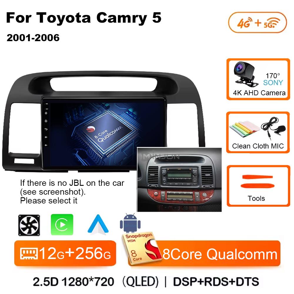 Qualcomm Car Radio Android 14 Wireless Car Play For Toyota Camry 5 2002 2003 2004-2006 Autoradio Multimedia Automotive Car Radio