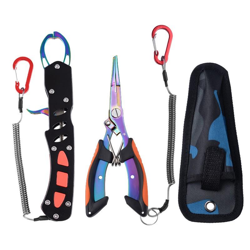 Stainless Steel Fishing Pliers Set With Fish Gripper Hook Remover Bass Pike Trout Lure Gear
