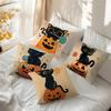 Home Decor Cute Black Cats with Pumpkins and Lollipops Pattern Cushion Cover Suitable for Sofa Bedroom Car Pillow Cover