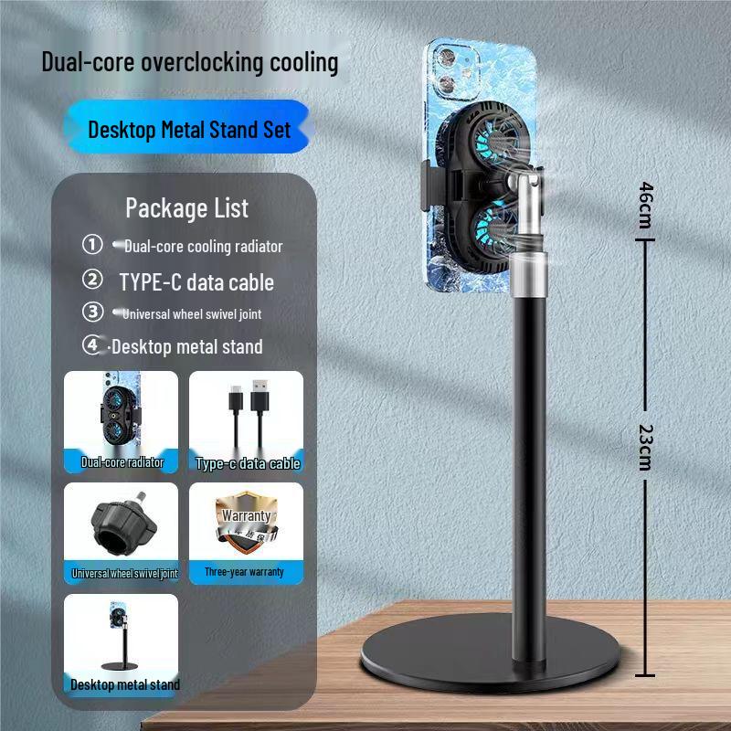 Semiconductor Phone Cooler & Magnetic Tripod with Dual Fill Lights for Streaming