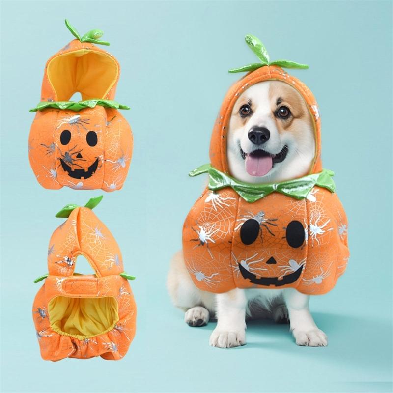 Halloween Pumpkin Shape Dogs Jumpsuit for Party Dogs Jumpsuit Pet Clothing for Christmas Outdoor Walking Jumpsuit Winter
