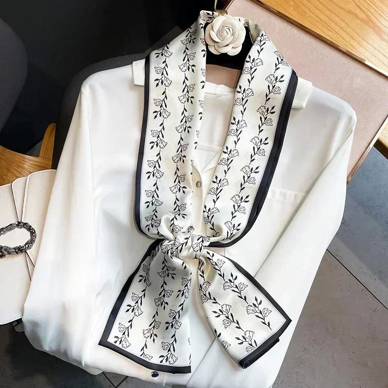 17*150cm Ribbon Silk Scarfs Female Luxury Design Hair Band Skinny Scarf Neck Ties Women Bag Scarves Neckerchief Foulard Lady