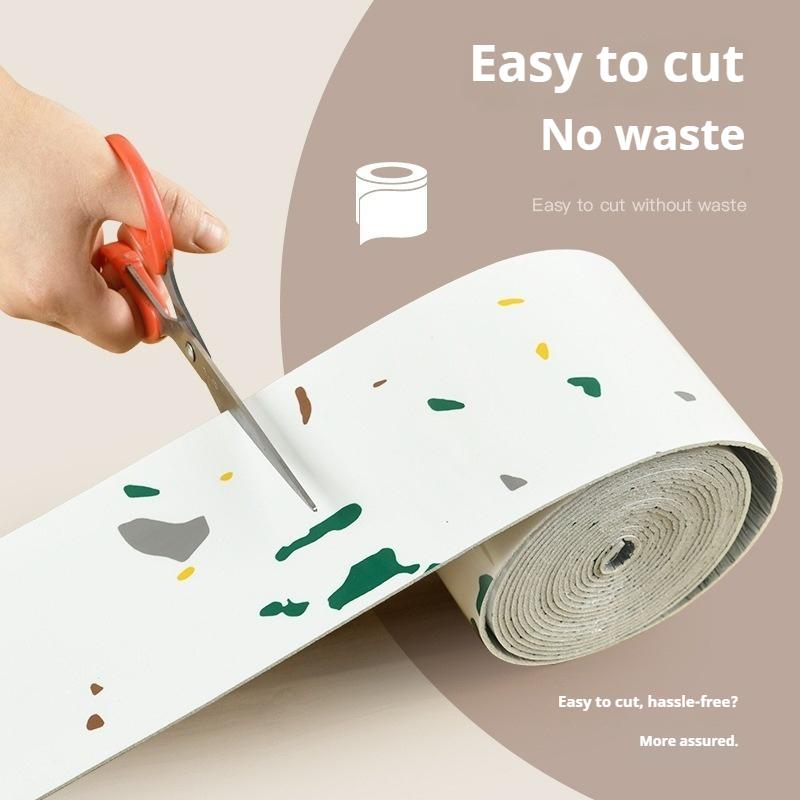 Dicke selbstklebende PVC-Sockelleiste - Wasserdichte Wandverkleidung, Imitation Fliesen-Kickerleiste, Einfach abziehen & aufkleben