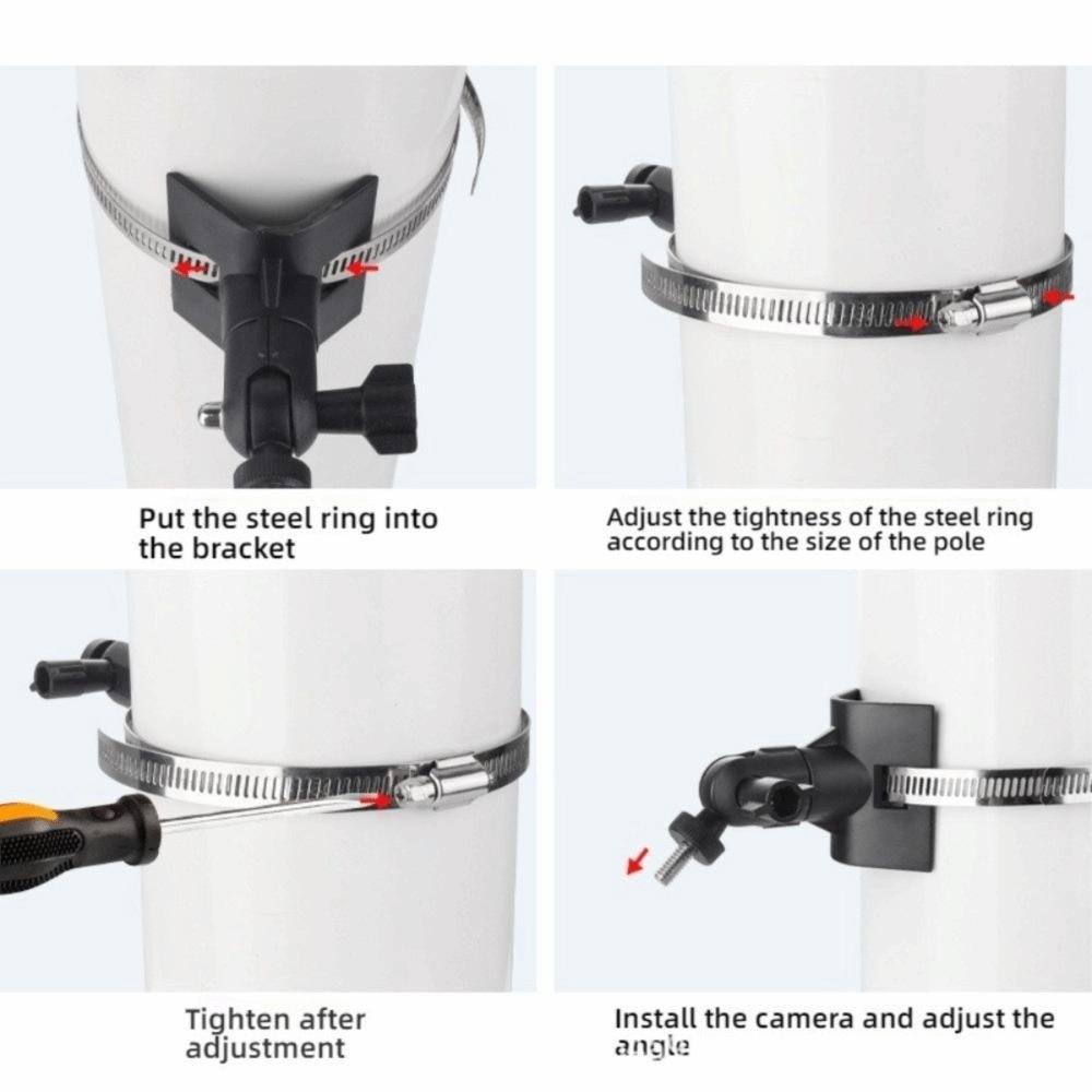 Metal Clamp Camera Pole Mount Bracket Plastic Pipe Mount Bracket for Arlo/Wyze/Eufy Cam Wall Pipe