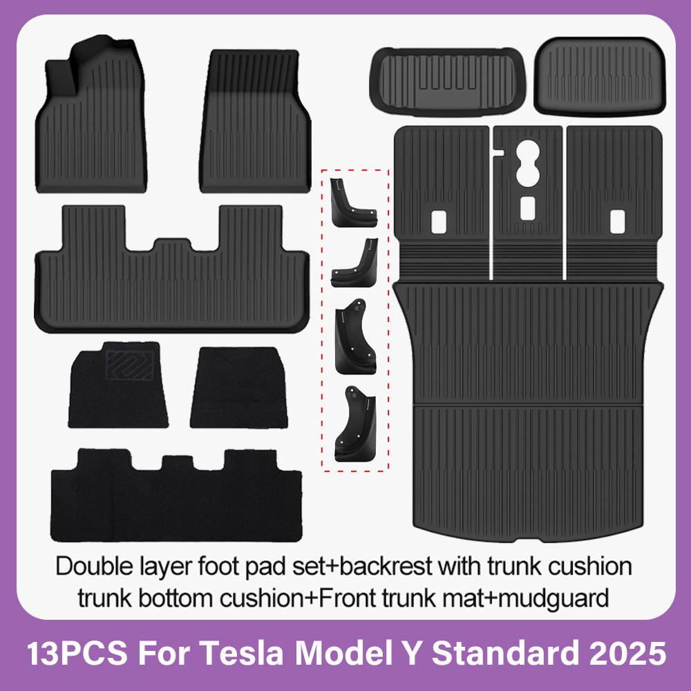 TPE Floor Mats For Tesla New Model Y Standard 2025 2026 Waterproof Luggage All Weather Full Set Mat Foot Pads Model Y Trunk Mats