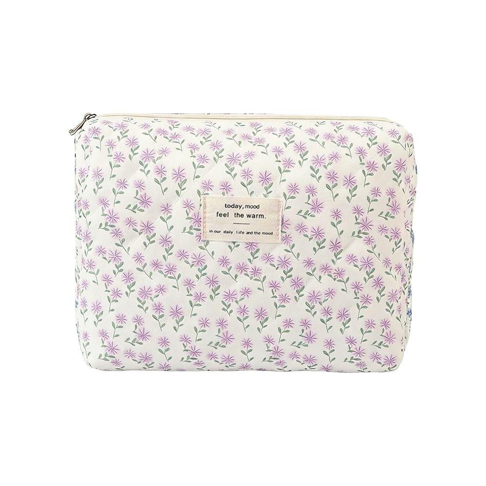 Zipper Aesthetic Cosmetic Organizer Floral Printed Skincare Clutch Toiletry Bag  Travel Storage