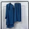 Plus Size Solid Color Dubai Dress & Skirt Set for Muslim Women - Loose Wide Hem