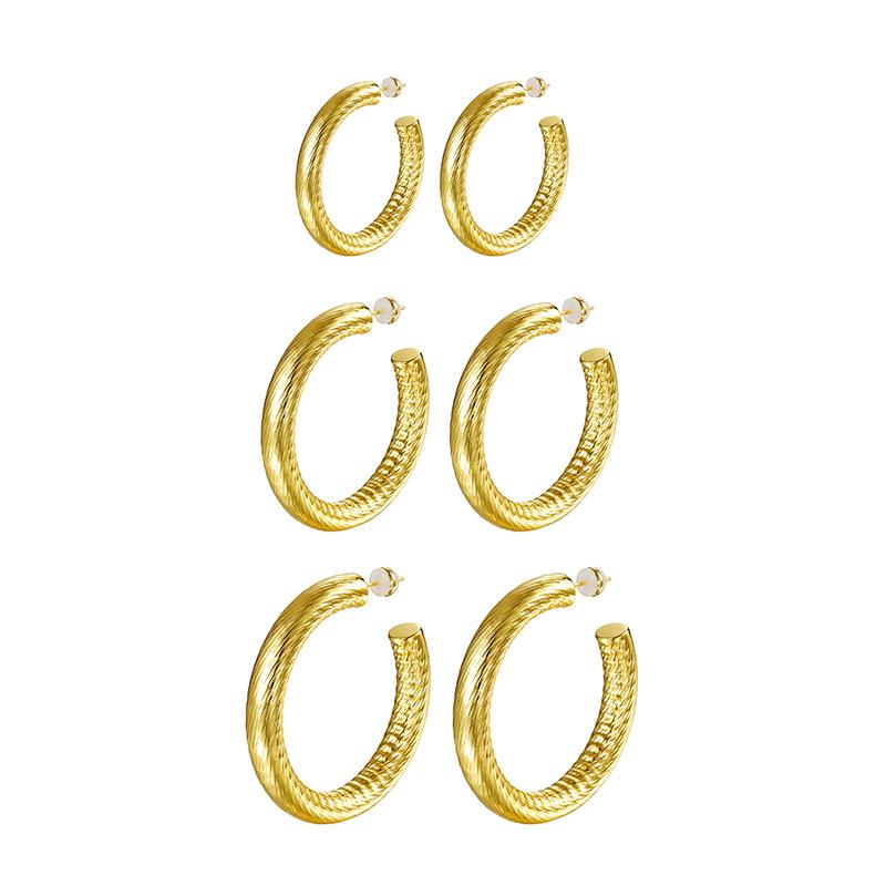 Stylish Textured Hoop Earrings for Women - Elegant Gold & Silver Versatile Ear Accessories