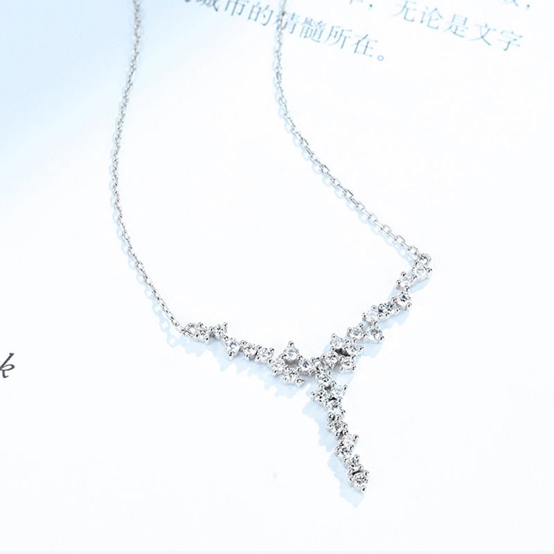 Kadın Kolye Platinyum Kolye Basit Zincir 18 Ayar Altın