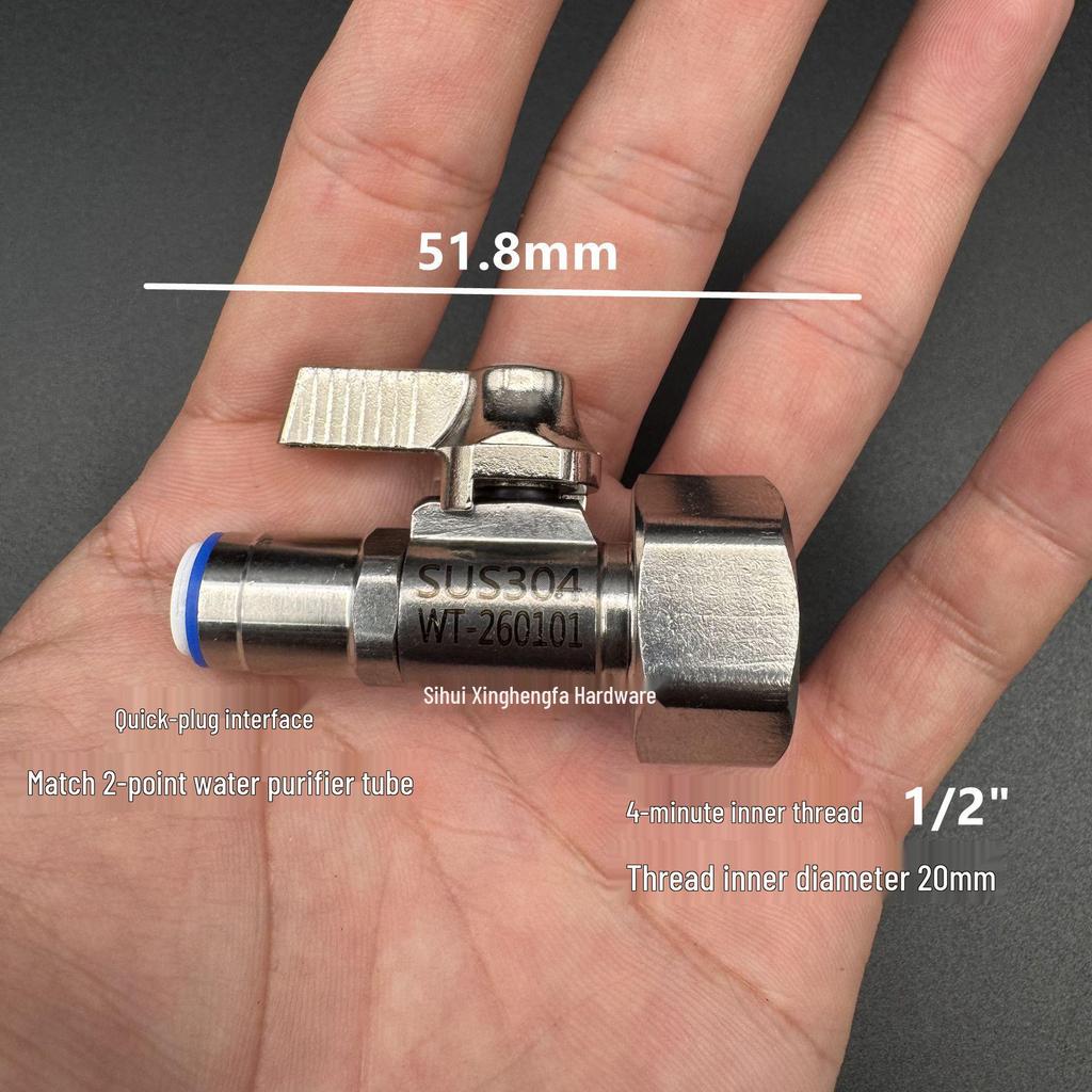 Stainless Steel Water Purifier Valve 304, Straight Through, 2-Point/3-Point, 1/2, 3/8 Inch PE Pipe, Pure Water Inlet Faucet