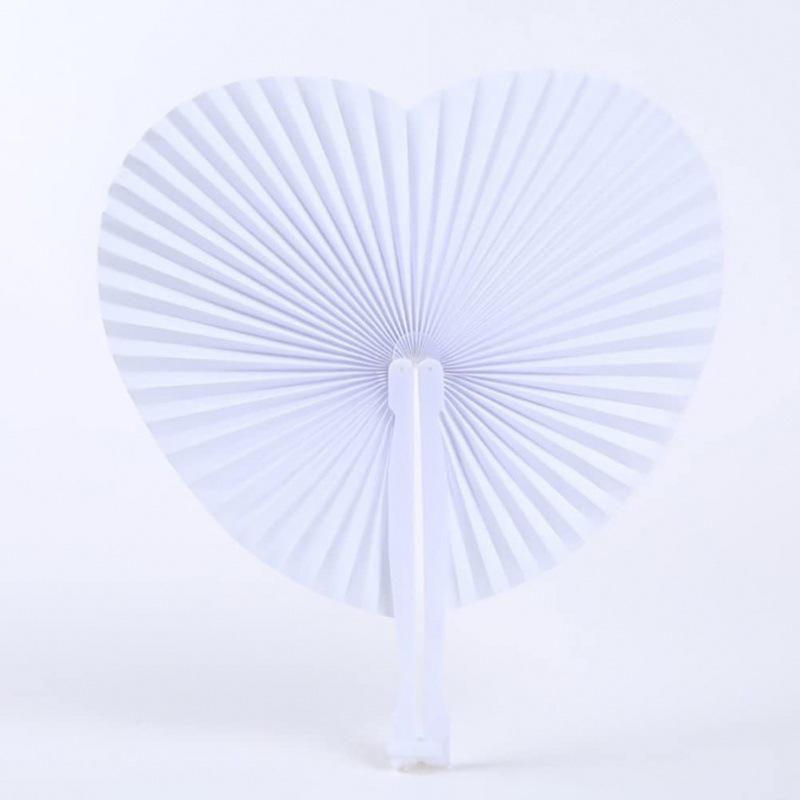 European Heart-Shaped White Paper Wedding Fan
