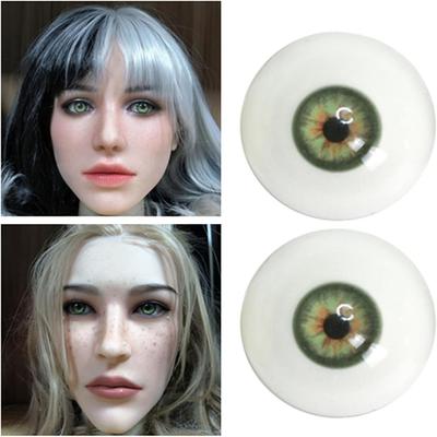 1Pairs Half Round Eyeballs 32mm Realistic Acrylic Fake Eyes