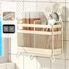 2/3 Partition Kitchen Utensil Storage Rack Wall Mounted And Countertop Dual Use Space Saving With Drain Tray