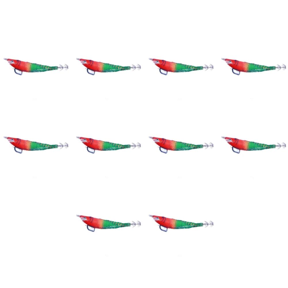 Fishing Wood Shrimp Luminous Squid Hook Octopus Artificial Bait Seawater Fishing Bait Cuttlefish Lure for Night Fishing Freshwat