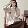Japanese Mori Girl Style Loose Embroidered Plaid Long Sleeve Shirt for Women 2025