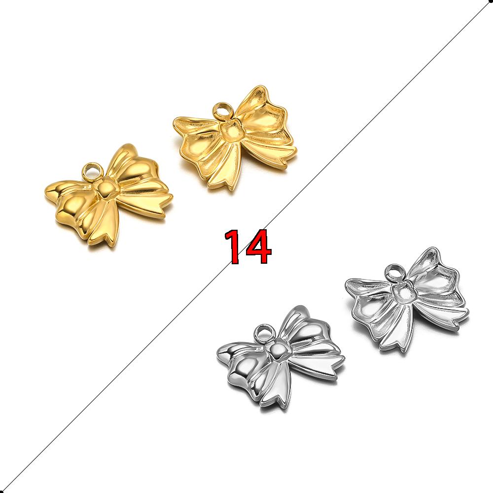 5pcs Stainless Steel Bow Knot Cute Fashion Summer Series Simple Style Pendants for Necklace Earrings Making Handmade DIY Jewelry