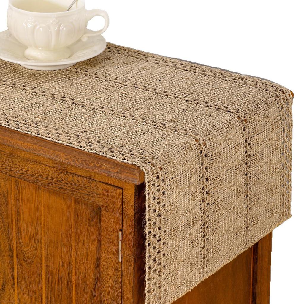 Burlap Jute Crochet Table Runner – Dining Table Decoration