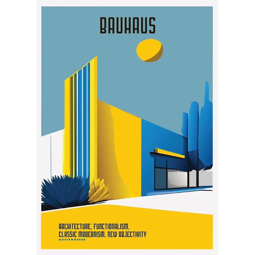 Bauhaus Moderne Architektur Poster Linien und Minimalistische Architekten Drucke Leinwand Malerei Wandkunst Bild Heim Wohnzimmer Dekor