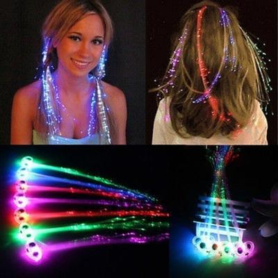 LED Light Up Braid Φωτεινή Διακόσμηση φουρκέτας οπτικών ινών για Halloween Party Bar