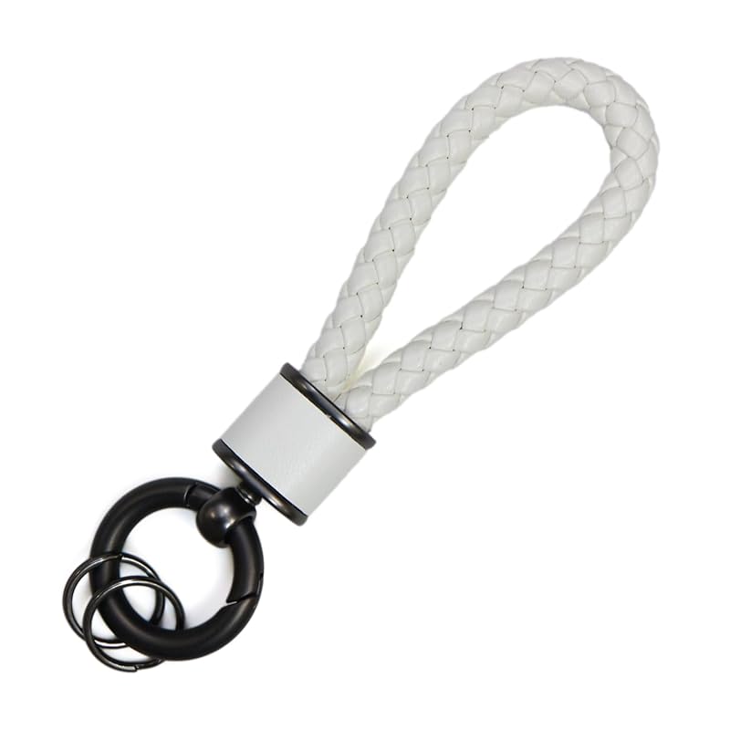 

[Glitter Punpun Maru] leather key ring braid [white] white key leather strap car bike falling lost prevention NSKR-060