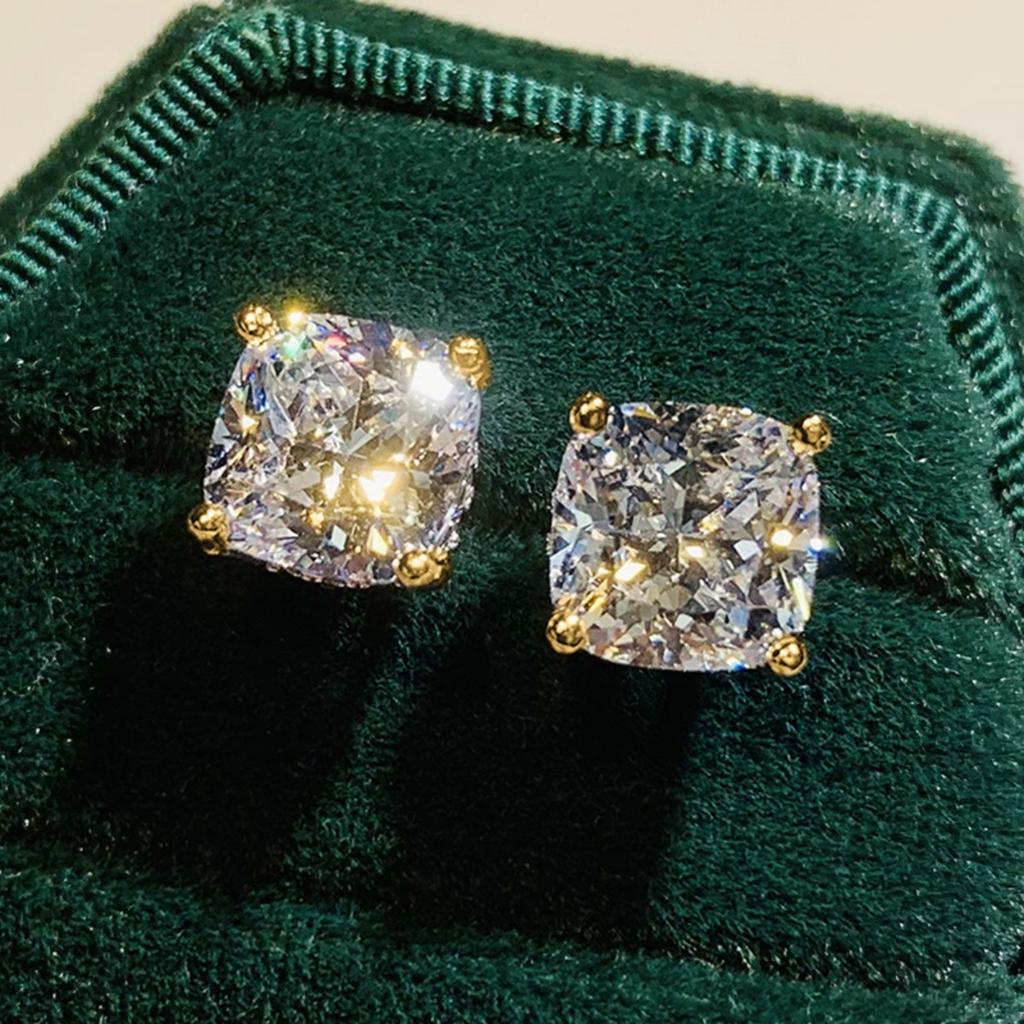 Cushion Cut CZ Stud Earrings