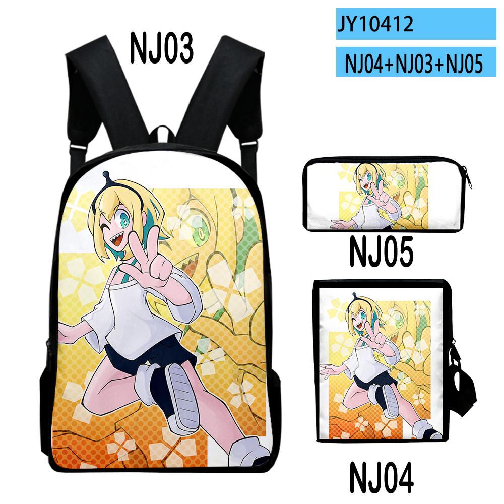 Popular Novelty Pikamee Anime 3D Print 3pcs/Set Pupil School Bags Laptop Daypack Backpack Inclined Shoulder Bag Pencil Case