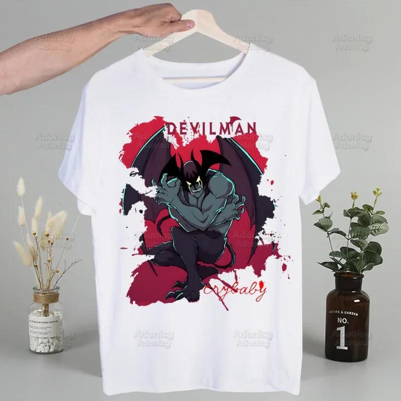 

Devilman Debiruman Anime Devil Man T Shirt Men Retro Washed Tops Tees Harajuku Tshirt Streetwear Hip Hop Male T-shirts XL