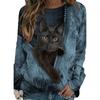 2021 Primavera Diamante Gatti Stampa Camicetta Camicia Donna Elegante Cerniera O-Collo Top a maniche lunghe Casual Allentato Plus Size Streetwear