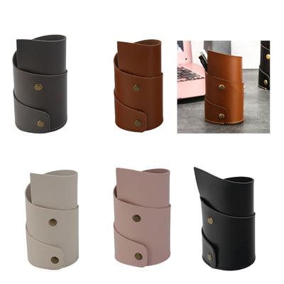 PU-Leder Stiftebecher Schreibtisch Stifthalter Make-up Pinsel Organizer Desktop Stiftebecher Für Büro Schreibtisch Organisation 65x110mm