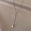 Korean Style Minimalist Titanium Steel Non-Fading Letter Pendant Short Necklace for Women