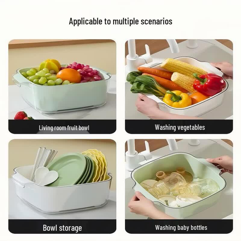 Double-Layer Vegetable and Fruit Drain Basket
