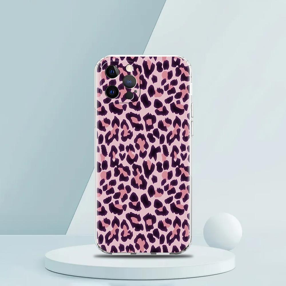 For iPhone 15 16 14 13 12 mini 11 Pro Max XS X XR SE 7 8 Plus Silicone Clear Cover Leopard Cheetah print Luxury Phone Case