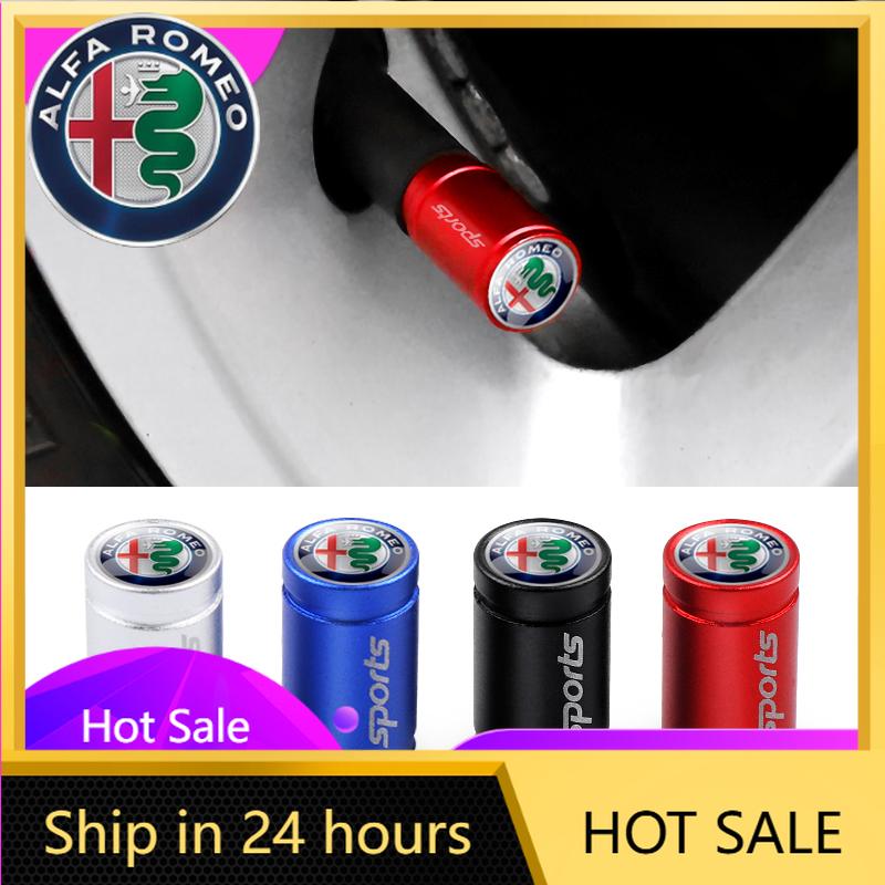 Car Stickers For Alfa Romeo 4Pcs Car Wheel Cover Tire Valve Caps Anti-theft Valve Stem Auto Accessories For Alfa Romeo Giulia St