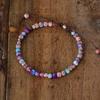 8mm Purple Imperial Jasper Beaded Bracelets for Women, Adjustable Crystal Bracelets with Alloy Bead, Simple Stone Jewelry