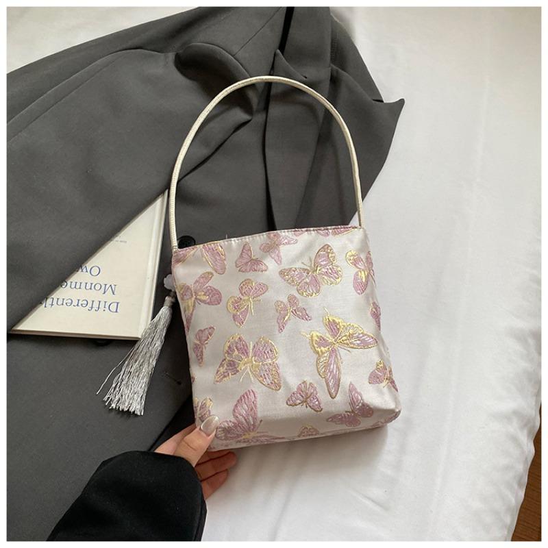 New Chinese Style Butterfly Embroidery Handbag Bag Women's New Trendy Fashion Niche Underarm Bag National Feng Shui Bucket Bag