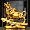 Feng Shui Lucky Wealth Copper Animal Cow Ornament ,Heads Up Cow Home Office Decor