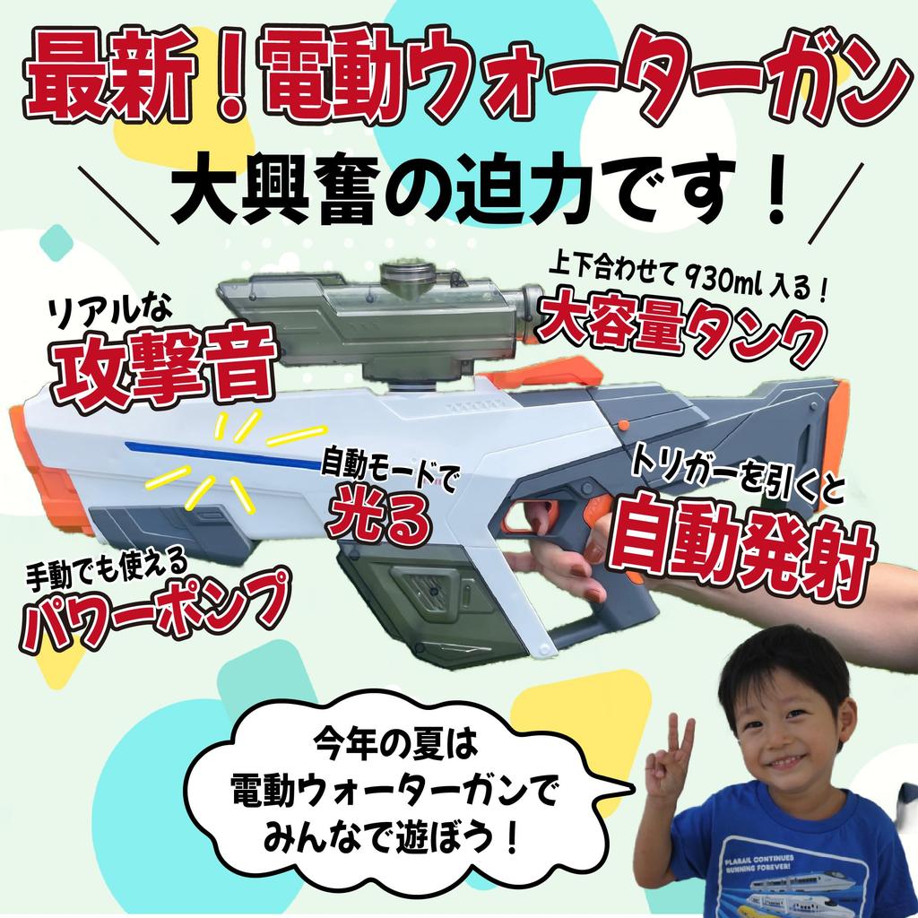 Electric Water Gun with LED Automatic Water and Two Water Guns 930ml Powerful Distance of Rapid and Water Play for Kids and High-spec Light, Refill,